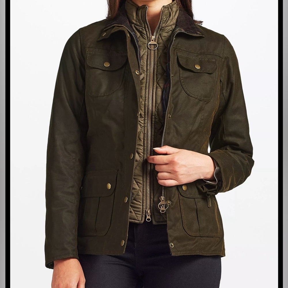 Barbour Ashley  Waxed Jacket with Quilted Liner size U.S. 8